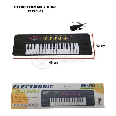 Mini Teclado Infantil Piano 32 Teclas Preto