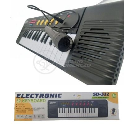 Mini Teclado Infantil Piano 32 Teclas Preto