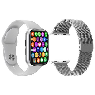 Kit 1 Smartwatch Iwo 8 Lite Plus + 1 Pulseira Extra Prata