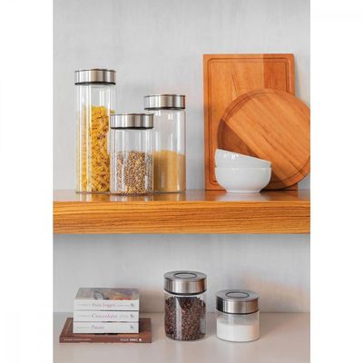 Pote de Vidro Tramontina Tampa de Aço Inox 10 Cm 0,7 L