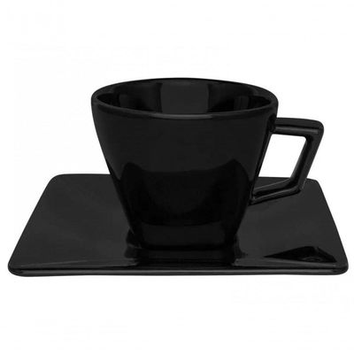 Xicara De Chá Com Pires Quartier Black 200 Ml - Oxford