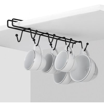 Suporte Xicaras Pendurar Armário Em Aço Black - Arthi