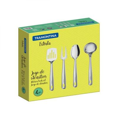 Jogo De Utensílios Tramontina Extrata Em Aço Inox 4 Peças