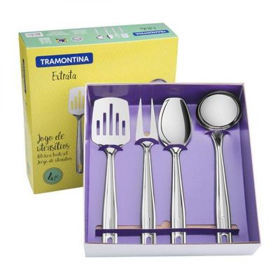 Jogo De Utensílios Tramontina Extrata Em Aço Inox 4 Peças