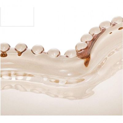 Prato De Cristal Pearl Bolinha Coração Ambar 20 Cm - Wolff