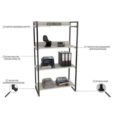 Estante Multiuso 80cm 4 Prateleiras C08 Snow