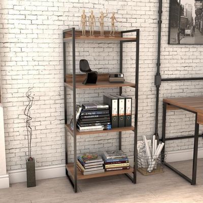 Kit 3 Estante Livreiro Prisma 60cm 4 Prateleiras C08 Nogal