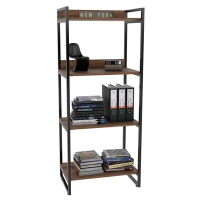 Kit 3 Estante Livreiro Prisma 60cm 4 Prateleiras C08 Nogal