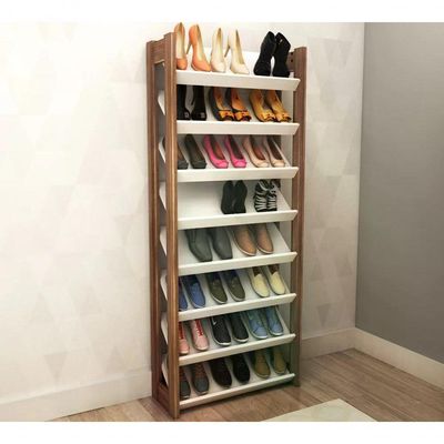 Sapateira Multiuso Closet 8 Prateleiras Az1006 Branco Nogal