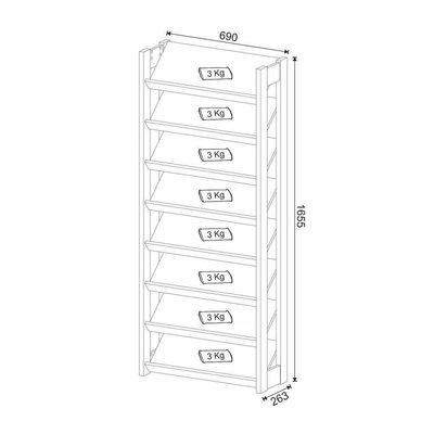 Sapateira Multiuso Closet 8 Prateleiras Az1006 Branco Nogal