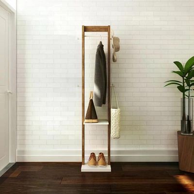 Cabideiro Mancebo De Chão Multiuso Az1019 Branco Nogal Branc