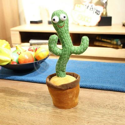 Brinquedo Cacto Dançante Pelúcia 120 Músicas Fala Repete Usb