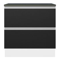 Balcão 100% Mdf 80cm 2 Gavetas Branco/preto