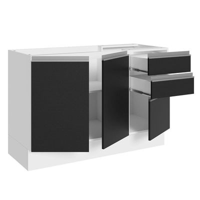Balcão Gabinete De Pia Mdf 120 Cm 3 Portas 2 Gavetas Branco