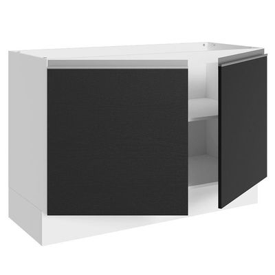 Balcão Gabinete De Pia 100% Mdf 120 Cm 2 Portas Branco/preto