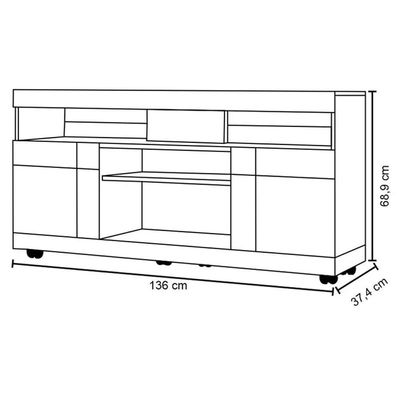 Rack Bancada Para Tv Até 55" 136cm Milano/preto Fosco
