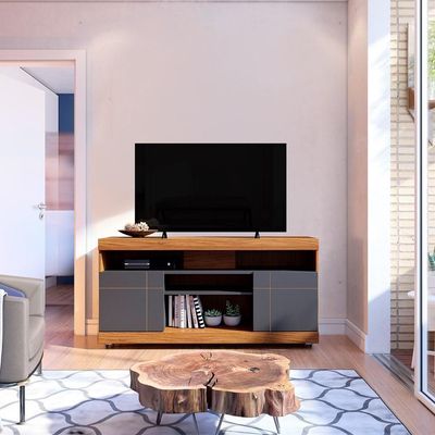 Rack Bancada Para Tv Até 55" 136cm Milano/preto Fosco