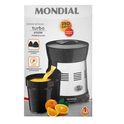 Extrator De Suco Mondial Premium 250w E-10 Preto Com Inox Bvolt Bivolt
