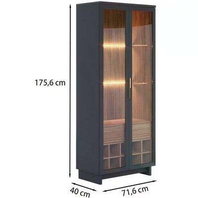 Cristaleira 2 Portas 1 Gaveta Preto Noce Milano Clb Preto No