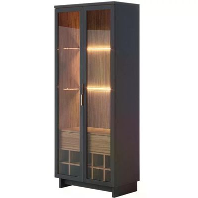 Cristaleira 2 Portas 1 Gaveta Preto Noce Milano Clb Preto No