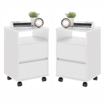 Jogo De Mesa de cabeceira Com Rodízios Nadi Branco