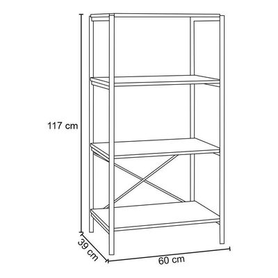 Estante Livreiro Baixa Multiuso 60cm 4 Prateleiras Preto