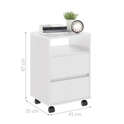 Mesa de cabeceira Com Rodízios Fiji Branco