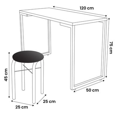 Conjunto Mesa De Cozinha 120cm 4 Banquetas Branco