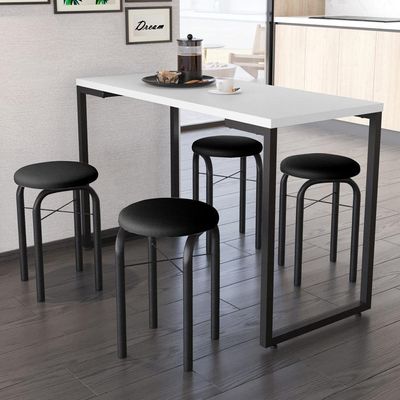 Conjunto Mesa De Cozinha 120cm 4 Banquetas Branco