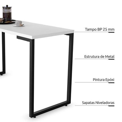 Conjunto Mesa De Cozinha 120cm 4 Banquetas Branco