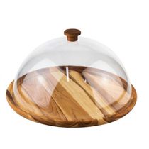 Boleira de Madeira Teca com Tampa Acrílico 33x18cm - Rojemac