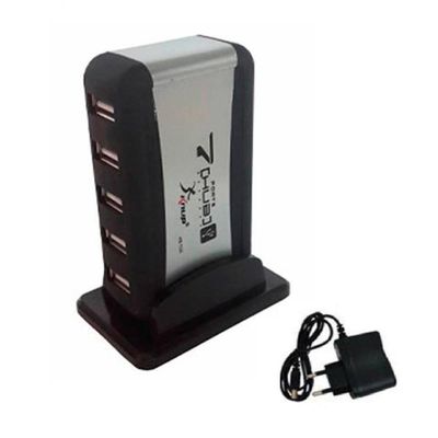 Mini Hub Usb 2.0 Com 7 Portas Em Torre Fonte De Alimentação