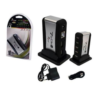 Mini Hub Usb 2.0 Com 7 Portas Em Torre Fonte De Alimentação