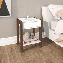 Mesa De Cabeceira Multimóveis Cr35003 Branca/Nogal
