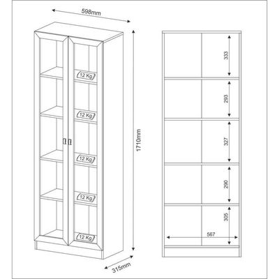 Armário Estante Com 2 Portas De Vidro Cr25069 Amendoa