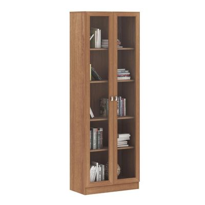 Armário Estante Com 2 Portas De Vidro Cr25069 Amendoa
