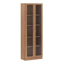 Armário Estante Com 2 Portas De Vidro Cr25069 Amendoa