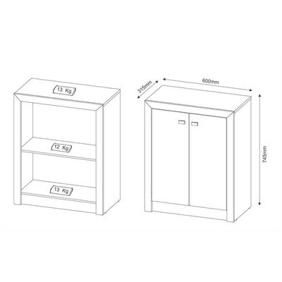 Balcão Escritório Com 2 Portas Multimóveis Cr25013 Amendoa