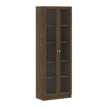 Armário Estante Com 2 Portas De Vidro Cr25069 Nogal