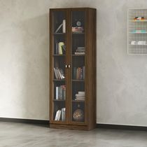 Armário Estante Com 2 Portas De Vidro Cr25069 Nogal