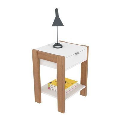 Mesa De Cabeceira Multimóveis Cr35003 Amendoa/Branca