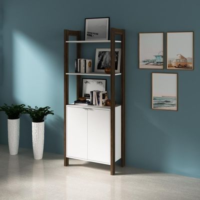 Estante Escritório Com 2 Portas Cr25004 Branca/Nogal