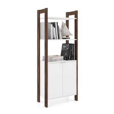 Estante Escritório Com 2 Portas Cr25004 Branca/Nogal