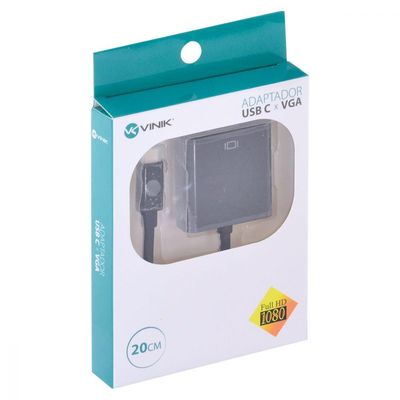 Adaptador Usb Tipo C X Vga Fêmea Full Hd 1080P 20Cm - Achdmi