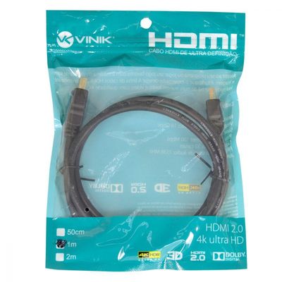 Cabo Hdmi 2.0 4K Ultra Hd 3D Conexão Ethernet 50 Cm - H20-05