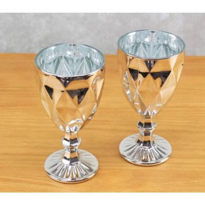 Jogo De 6 Taças De Vidro Diamond Prateada 325Ml - Lyor