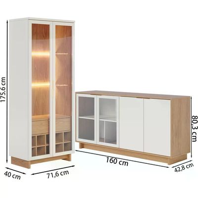 Buffet Vitoria E Cristaleira Off White Freijo Clb Off White
