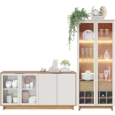 Buffet Vitoria E Cristaleira Off White Freijo Clb Off White