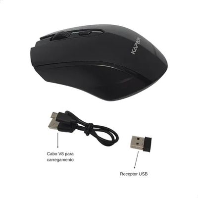 Mouse Wireless Sem Fio Receptor Usb Cabo V8