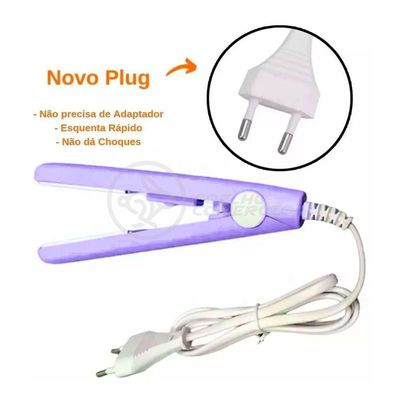 Mini Chapinha Prancha Para Viagem 17cm Bivolt Roxo Bivolt
